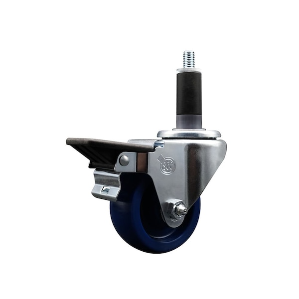 3'' Solid Poly Swivel 1-1/8'' Expanding Stem Caster with Brake
